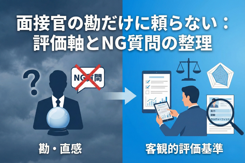 面接官の勘だけに頼らない：評価軸とNG質問の整理