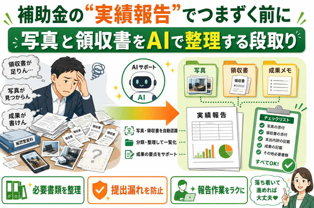 補助金の“実績報告”でつまずく前に：写真と領収書をAIで整理する段取り