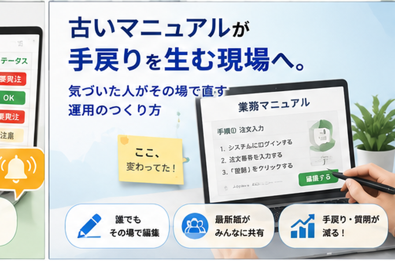 古いマニュアルが手戻りを生む現場へ。気づいた人がその場で直す運用のつくり方
