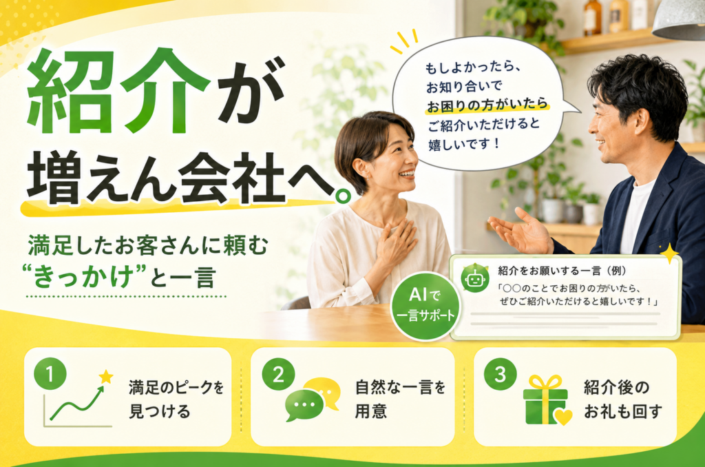 紹介が増えん会社へ。満足したお客さんに頼む“きっかけ”と一言
