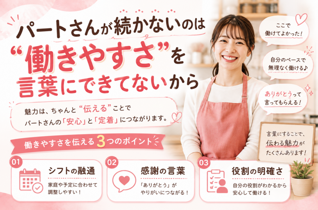 パートさんが続かないのは「働きやすさ」を言葉にできてないから