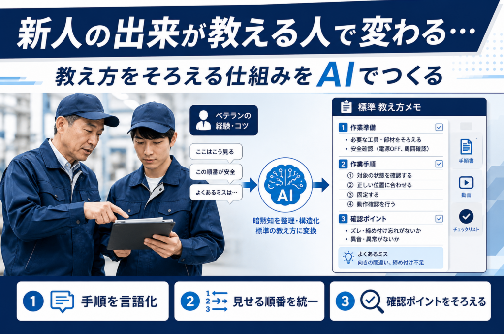 新人の出来が教える人で変わる…教え方をそろえる仕組みをAIでつくる