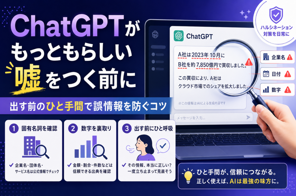 ChatGPTがもっともらしい嘘をつく前に、出す前のひと手間で誤情報を防ぐコツ