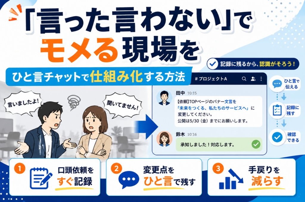 「言った言わない」でモメる現場を、ひと言チャットで仕組み化する方法