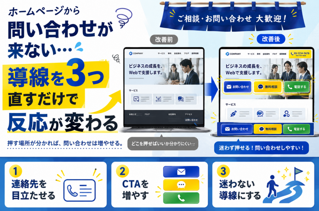 ホームページから問い合わせが来ない…導線を3つ直すだけで反応が変わる