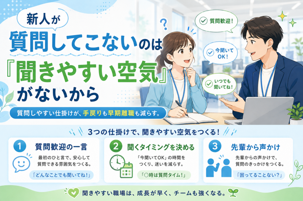 新人が質問してこないのは「聞きやすい空気」がないから。3つの仕掛けで手戻りを減らす