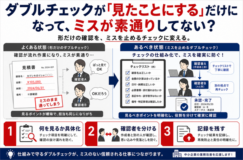 ダブルチェックが「見たことにする」だけになって、ミスが素通りしてない？