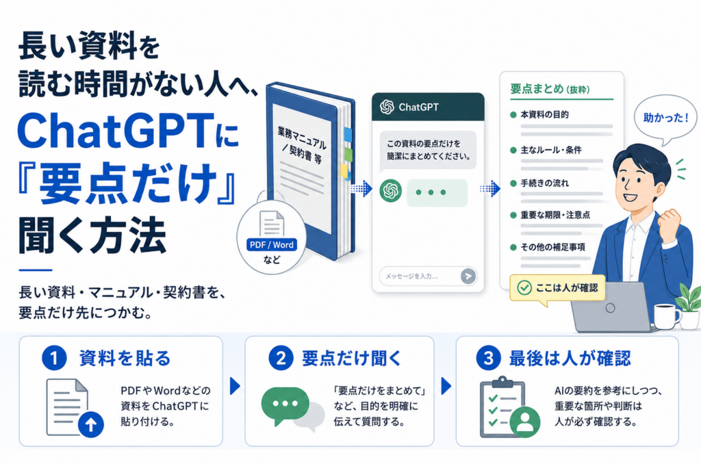長い資料を読む時間がない人へ、ChatGPTに「要点だけ」聞く方法