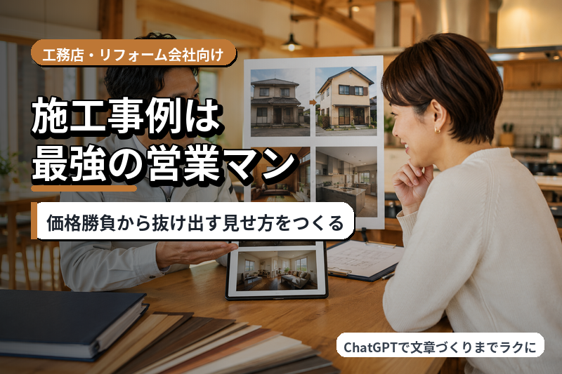 工務店・リフォーム会社の施工事例を“資産”に変えて相見積もりの価格勝負から抜け出す方法