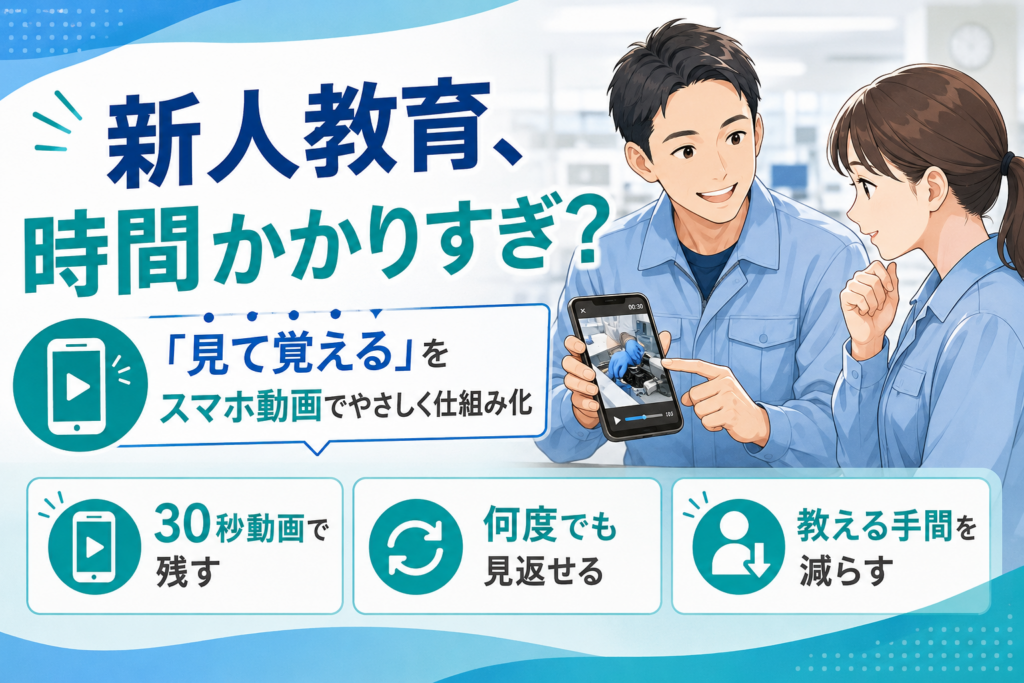 新人教育に時間がかかりすぎる。「見て覚える」をスマホ動画でやさしく仕組み化